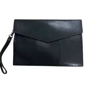 Botkier Black Textured Leather Envelope Clutch